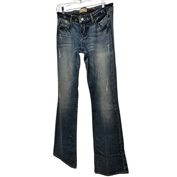 NWOT Rare Paige Laurel Canyon Distressed Flare Leg Jeans Size 28 - Picture 2 of 16